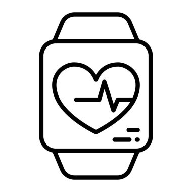 İnce çizgi biçimli Smartwatch biçimindeki Vektör grafik tasarımı simgesi