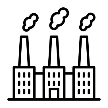 İnce çizgi biçimli fabrika simgesi Vektör çizimi grafik tasarımı