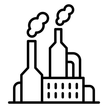 İnce çizgi biçimli fabrika simgesi Vektör çizimi grafik tasarımı