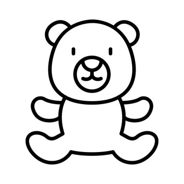 İnce çizgi biçiminde oyuncak ayı ikonu Vektör çizimi grafik tasarımı