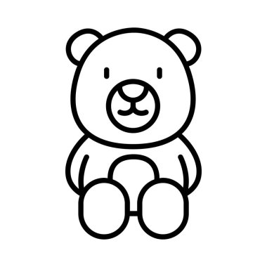 İnce çizgi biçiminde oyuncak ayı ikonu Vektör çizimi grafik tasarımı