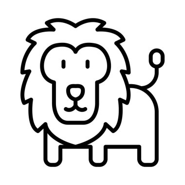 İnce çizgi biçimli aslan simgesi Vektör illüstrasyon grafik tasarımı