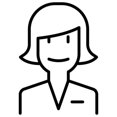 İnce çizgi biçimli vektör çizimi grafik tasarımlı iş kadını simgesi