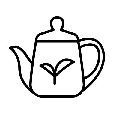 İnce çizgi biçimli çaydanlık ikonu Vektör grafik tasarımı