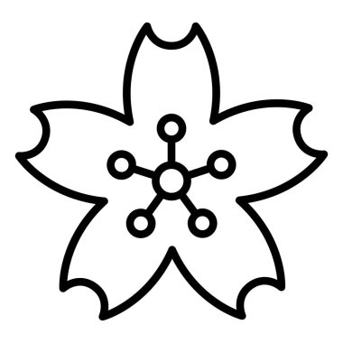 İnce çizgi biçimli Sakura simgesi Vektör çizimi grafik tasarımı