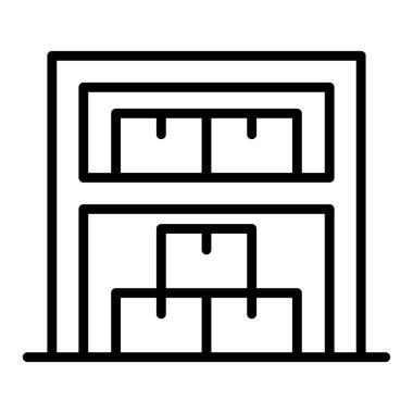 İnce çizgi biçimli vektör illüstrasyon grafik tasarımlı depo simgesi