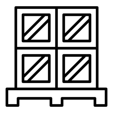 İnce çizgi biçimli ahşap taşıyıcı simgesi Vektör grafik tasarımı