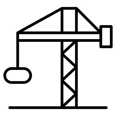 İnce çizgi biçimli vinç simgesi çizimi grafiksel tasarımı