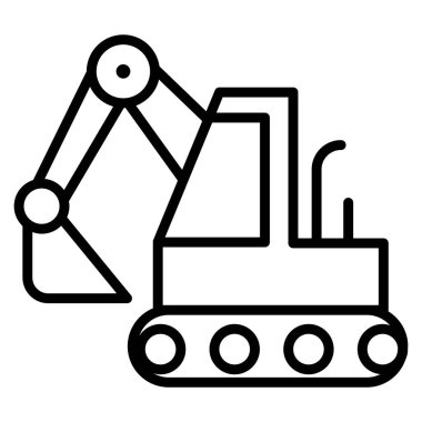 İnce çizgi biçimli kazıcı simgesi biçiminde Vektör illüstrasyon grafik tasarımı