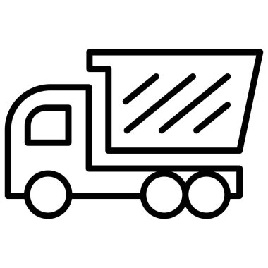 Çöp kamyonu simgesini ince çizgi biçimli Vektör illüstrasyon grafik tasarımında boşalt