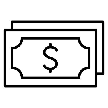 İnce çizgi biçimli nakit simgesi Vektör illüstrasyon grafik tasarımı
