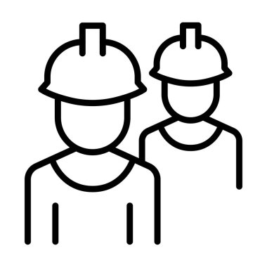 İnce çizgi biçimli İşçi Simgesi Vektör Grafik Tasarımı