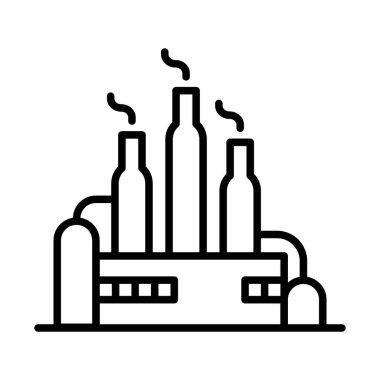 İnce çizgi biçimli fabrika simgesi Vektör çizimi grafik tasarımı