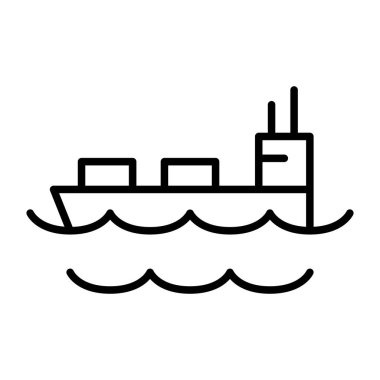 İnce çizgi biçimli kargo gemisi simgesi Vektör grafik tasarımı