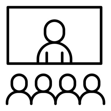 İnce çizgi biçimli Vector grafik tasarımı ile video konferans simgesi