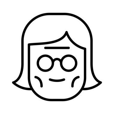 İnce çizgi biçimli yaşlı kadın simgesi Vektör çizimi grafik tasarımı