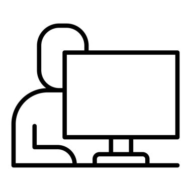 Ofis Çalışma simgesi İnce çizgi biçimi vektör çizimi grafik tasarımı