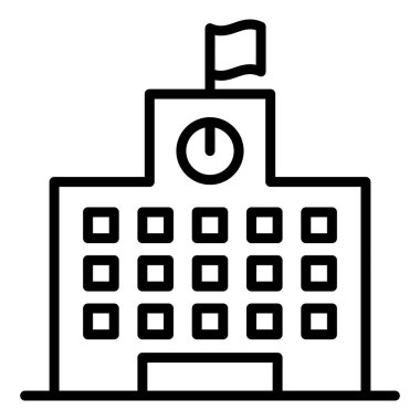 İnce çizgi biçimli Vector grafik tasarımı ile okul oluşturma simgesi