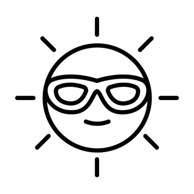 İnce çizgi biçimli güneşli simge Vektör illüstrasyon grafik tasarımı