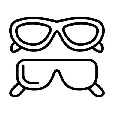 İnce çizgi biçiminde güneş gözlüğü simgesi çizimi grafik tasarımı