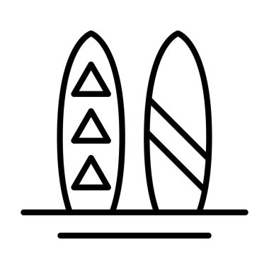 İnce çizgi biçimli Sörf simgesi Vektör Grafik Tasarımı