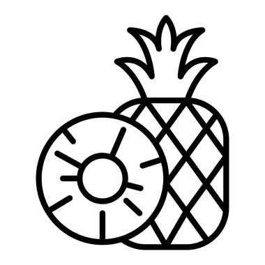 İnce çizgi biçimli ananas simgesi Vektör grafik tasarımı