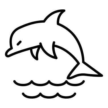 İnce çizgi biçimi Vektör grafik tasarımı ile yunus simgesi