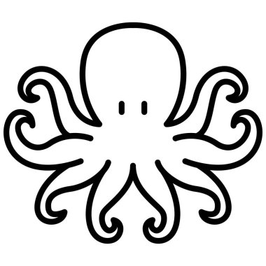 İnce çizgi biçimli ahtapot simgesi Vektör grafik tasarımı