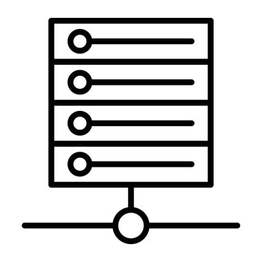 Veri, veritabanı, ince çizgi biçimli sunucu biçiminde grafik tasarımı simgesi
