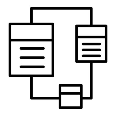 Veri ilişkisi, veri diyagramı simgesi ince çizgi biçimi Vektör grafik tasarımı