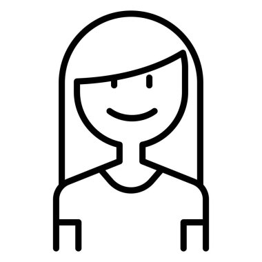 İnce çizgi biçimi vektör çizimi grafik tasarımlı kadın simgesi