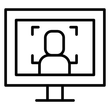 İnce çizgi biçimi Vektör grafik tasarımı ile yüz tarama simgesi