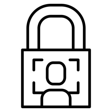 İnce çizgi biçimi Vektör grafik tasarımı ile yüz tarama simgesi