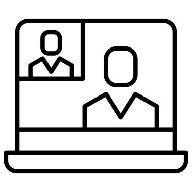 Çevrimiçi Buluşma simgesi ince satır biçimi Vektör grafik tasarımı