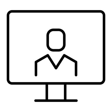 İnce çizgi biçimli Vektör grafik tasarımı ile konferans, toplantı, seminer simgesi