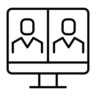 Çevrimiçi Buluşma simgesi ince satır biçimi Vektör grafik tasarımı