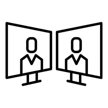 İnce çizgi biçimli Vektör grafik tasarımı ile konferans, toplantı, seminer simgesi