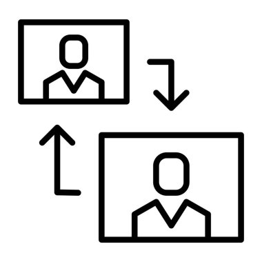 İnce çizgi biçimli Vektör grafik tasarımı ile konferans, toplantı, seminer simgesi