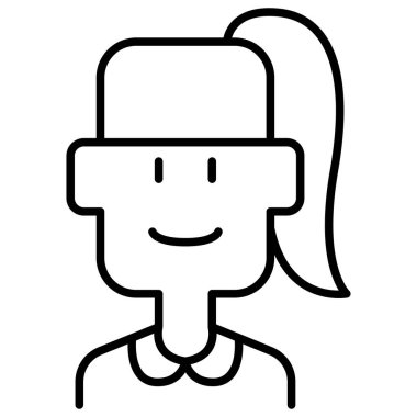 İnce çizgi biçimi vektör çizimi grafik tasarımlı kadın simgesi