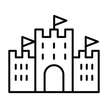 Kale & Saray simgesi ince çizgi biçimi Vektör çizimi grafik tasarımı