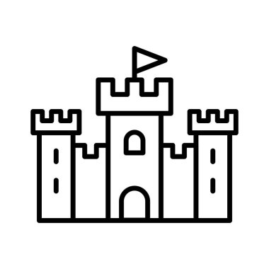 Kale & Saray simgesi ince çizgi biçimi Vektör çizimi grafik tasarımı