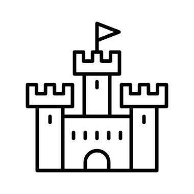 Kale & Saray simgesi ince çizgi biçimi Vektör çizimi grafik tasarımı