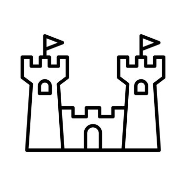 Kale & Saray simgesi ince çizgi biçimi Vektör çizimi grafik tasarımı