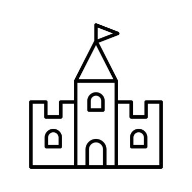 Kale & Saray simgesi ince çizgi biçimi Vektör çizimi grafik tasarımı