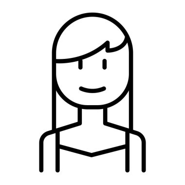 İnce çizgi biçimi vektör çizimi grafik tasarımlı kadın simgesi