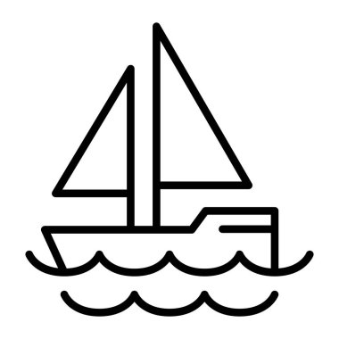 İnce çizgi biçimli Yat simgesi Vektör çizimi grafik tasarımı