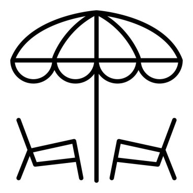 Plaj sandalyesi simgesi ince çizgi biçimli Vektör çizimi grafik tasarımı