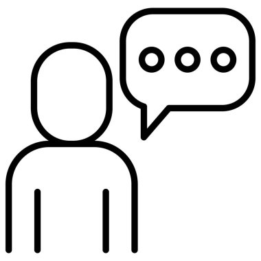 İnce çizgi biçimli vektör grafik tasarımı ile konuşan kişi simgesi