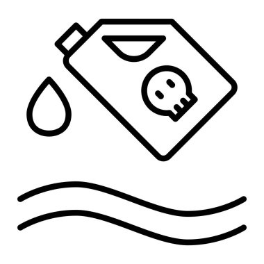 Su kirliliği simgesi ince çizgi biçimi Vektör grafik tasarımı