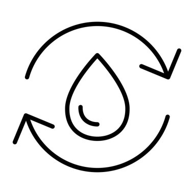 İnce çizgi biçimi Vektör grafik tasarımı için su simgesini yeniden kullan